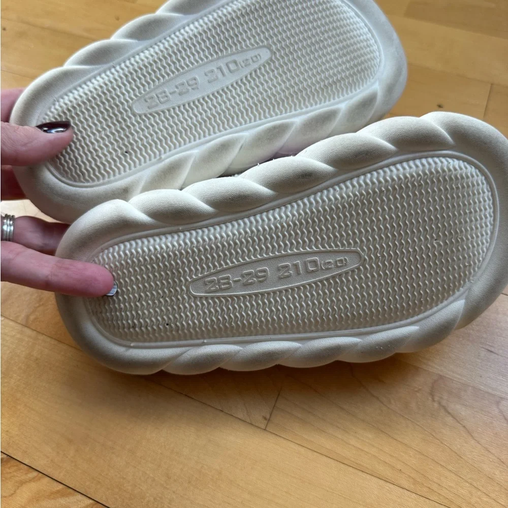 Yoki Cream and Pink Fuzzy Slippers